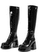 Plateau-Stiefeletten mit runder Spitze und Blockabsatz