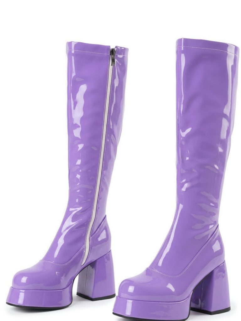 Plateau-Stiefeletten mit runder Spitze und Blockabsatz