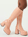 Plateau-Stiefeletten mit runder Spitze und Blockabsatz