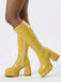 Plateau-Stiefeletten mit runder Spitze und Blockabsatz
