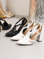 Vintage T-Steg-Pumps mit Blockabsatz und Knöchelschnalle