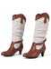 Vintage Western-Boots mit Blockabsatz und zweifarbigem Design