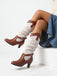 Vintage Western-Boots mit Blockabsatz und zweifarbigem Design