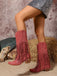 Schwarze Boho-Westernstiefel mit Fransen und Blockabsatz