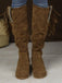 Wildleder-Stiefel mit Fransen, Nieten und Blockabsatz