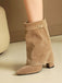 Wadenhohe Vintage-Stiefel in Velourslederoptik mit Blockabsatz