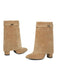 Wadenhohe Vintage-Stiefel in Velourslederoptik mit Blockabsatz