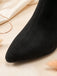 Schwarze Velours-Ankle-Boots mit Schleife und Kegelabsatz