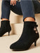 Schwarze Velours-Ankle-Boots mit Schleife und Kegelabsatz
