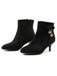Schwarze Velours-Ankle-Boots mit Schleife und Kegelabsatz