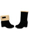 Vintage Stiefeletten in Veloursoptik mit Keilabsatz und Teddybesatz