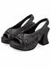 Plateau-Slingback-Sandalen aus Batik-Denim mit Sternnieten