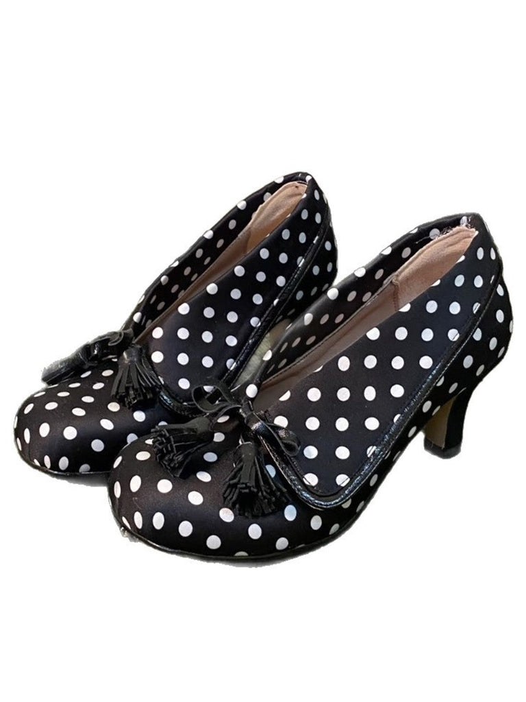 Vintage Pumps mit Polka-Dots und Quasten-Schleife