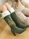 Vintage-Stiefel in Veloursoptik mit Weihnachtsbaumstickerei und hohem Absatz