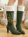 Vintage-Stiefel in Veloursoptik mit Weihnachtsbaumstickerei und hohem Absatz