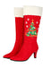 Vintage-Stiefel in Veloursoptik mit Weihnachtsbaumstickerei und hohem Absatz