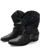 Spitze Vintage-Westernstiefeletten mit Nieten und Schnalle