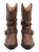 Spitze Vintage-Westernstiefeletten mit Nieten und Schnalle