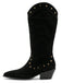 Schwarze beflockte Westernstiefel mit Nieten und spitzer Kappe