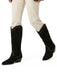Schwarze beflockte Westernstiefel mit Nieten und spitzer Kappe