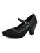 Vintage Mary-Jane-Pumps mit Spitze, Schnallenriemen und Blockabsatz