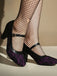 Vintage Mary-Jane-Pumps mit Spitze, Schnallenriemen und Blockabsatz