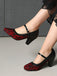 Vintage Mary-Jane-Pumps mit Spitze, Schnallenriemen und Blockabsatz