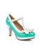 Retro Bogen Perle T-Riemen Kontrast High Heels