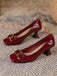 Quadratische Zehenpartie Patent High Heels Schuhe