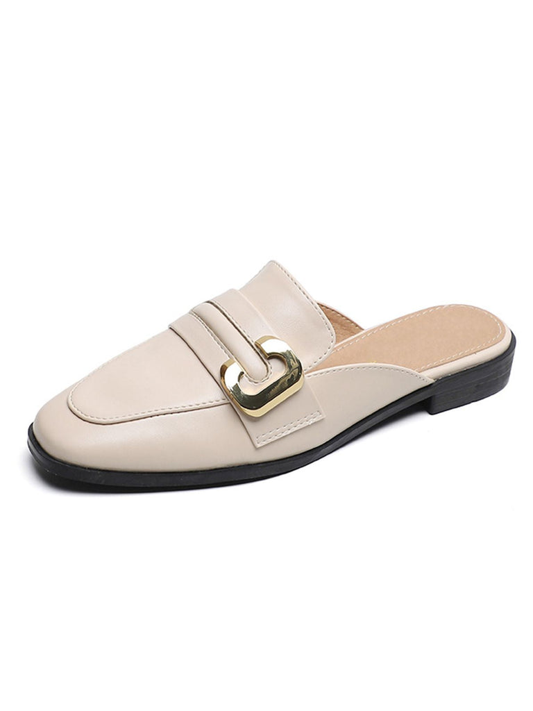 Retro Beige Leder Halbschuhe Halbschuhe