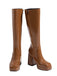 Solide Patent Leder Round Toe Hoher Absatz Stiefel