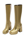 Solide Patent Leder Round Toe Hoher Absatz Stiefel
