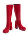 Solide Patent Leder Round Toe Hoher Absatz Stiefel