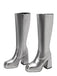 Solide Patent Leder Round Toe Hoher Absatz Stiefel