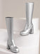 Solide Patent Leder Round Toe Hoher Absatz Stiefel
