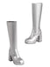 Solide Patent Leder Round Toe Hoher Absatz Stiefel