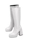 Solide Patent Leder Round Toe Hoher Absatz Stiefel