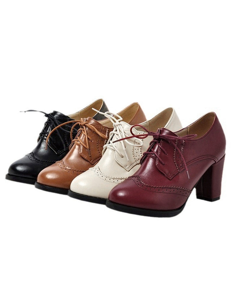 Vintage Leder Schnürung High Heels