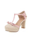 Aprikose PU Leder Bogen T-Träger High Heels