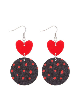 Herz Polka Dot Tropfenohrringe