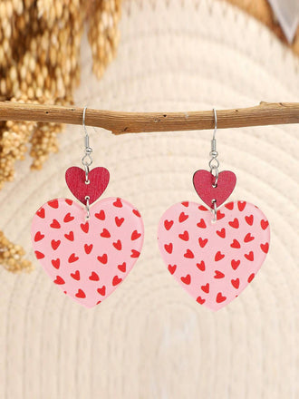 Vintage Rosa & Rot Herzförmiger Shape Ohrringe