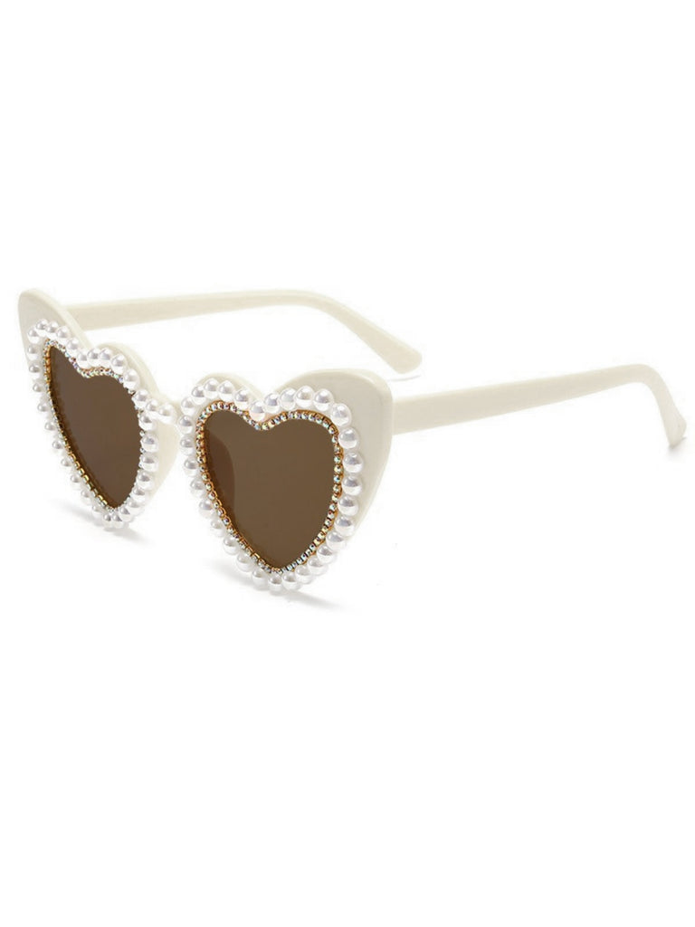 Vintage Strassstein Herzrahmen Sonnenbrille