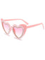 Blassrosa Vintage Strassstein Herzrahmen Sonnenbrille