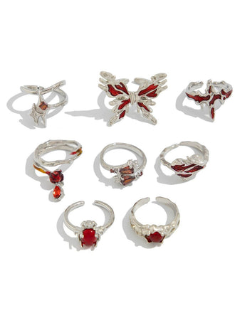 Tiefrot Halloween Perle Ring Set