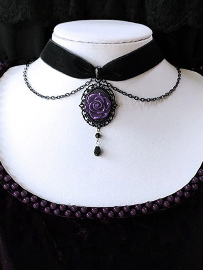 Vintage Dunkle Rose Viktorianisch Gothic Halskette