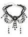 Schwarz Gothic Perlen Kristall Anhänger Halskette & Ohrring Set