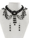 Schwarz Gothic Perlen Kristall Anhänger Halskette & Ohrring Set