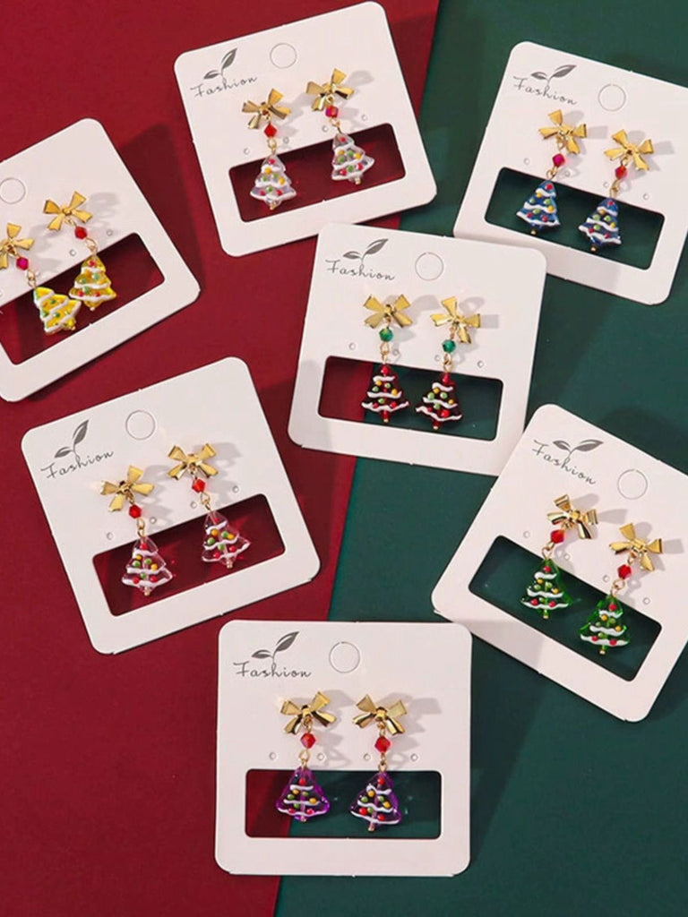 Vintage Gold Bogen Weihnachtsbaum Baumeln Ohrringe