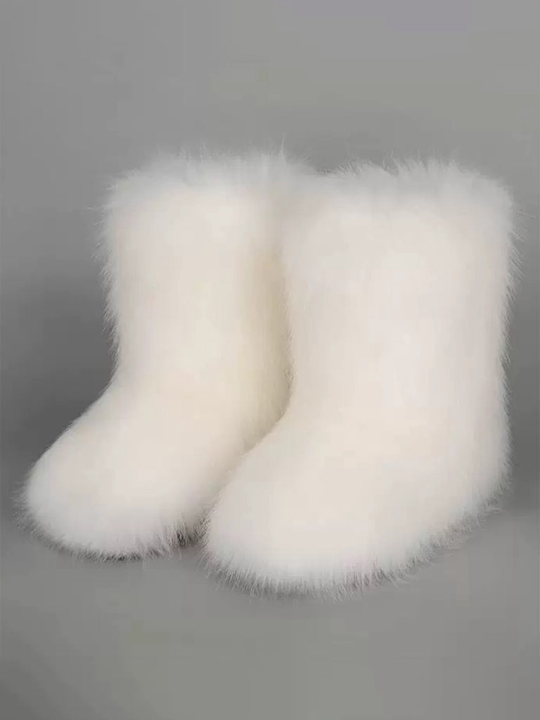 Vintage Kunstpelz Winter Schneestiefel