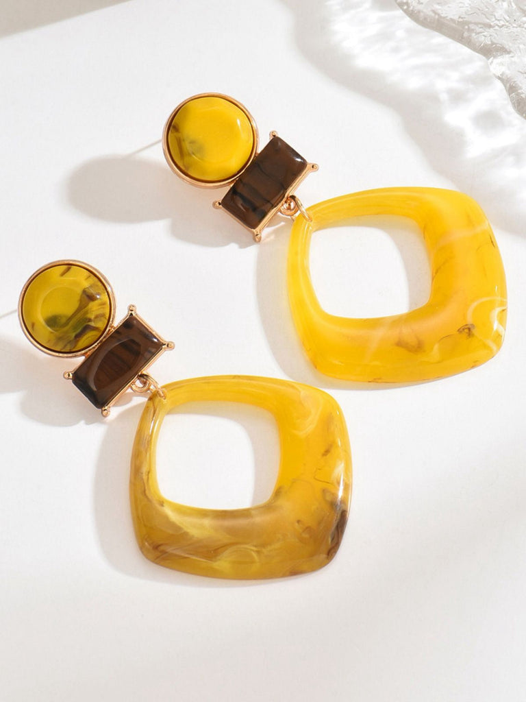 Vintage Übertrieben Geometrisch Marmor Harz Ohrringe